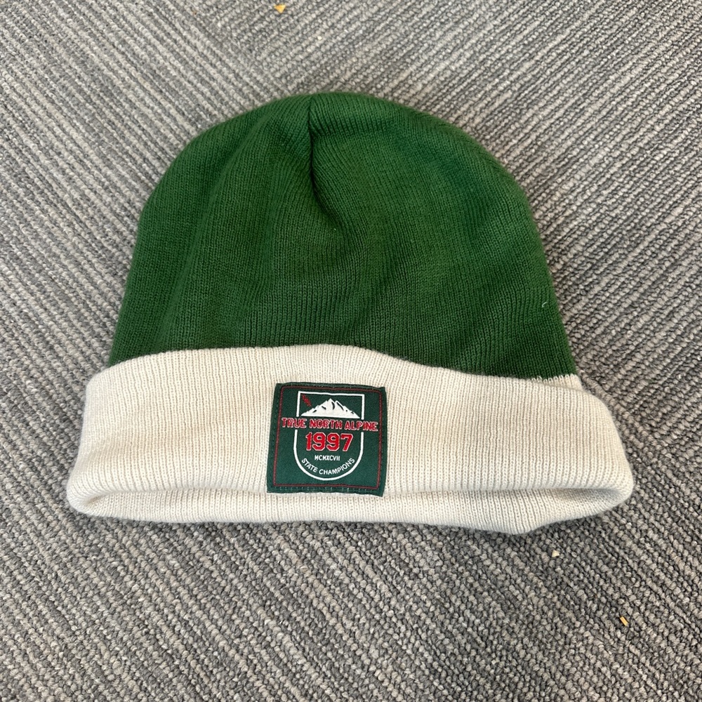 The North Face Forest Green and Light Gray Beanie